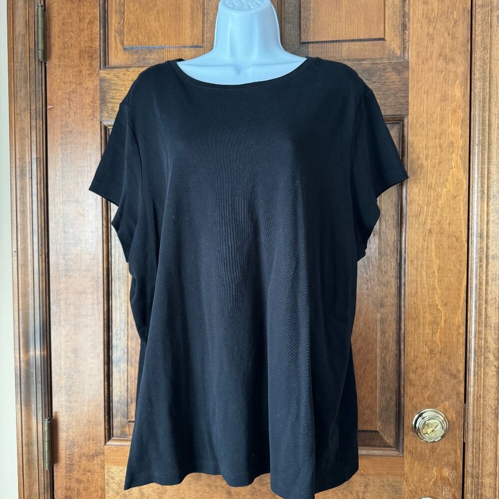 Isaac Mizrahi Live Essentials Black Cap Sleeve Tee Size 3X